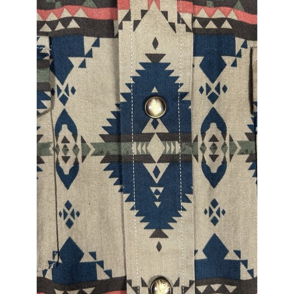 Ariat Mens Aztec Print Western Shirt Long Sleeve Button Front L/G Pearl Snap - Picture 4 of 7